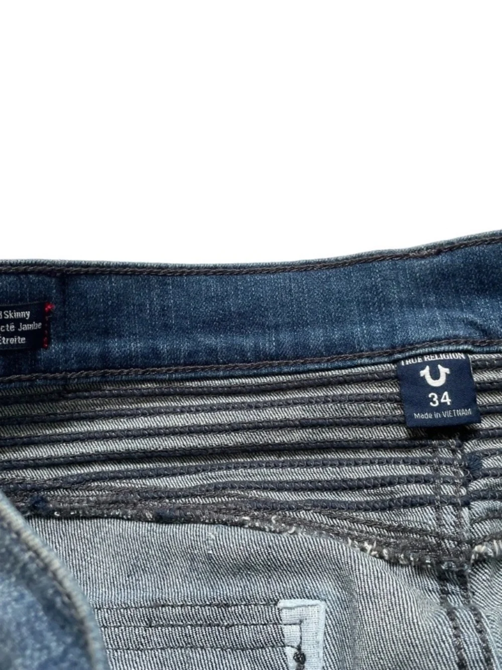 True Religion Mens Rocco Relaxed Skinny Classic Moto Jeans Sz 34